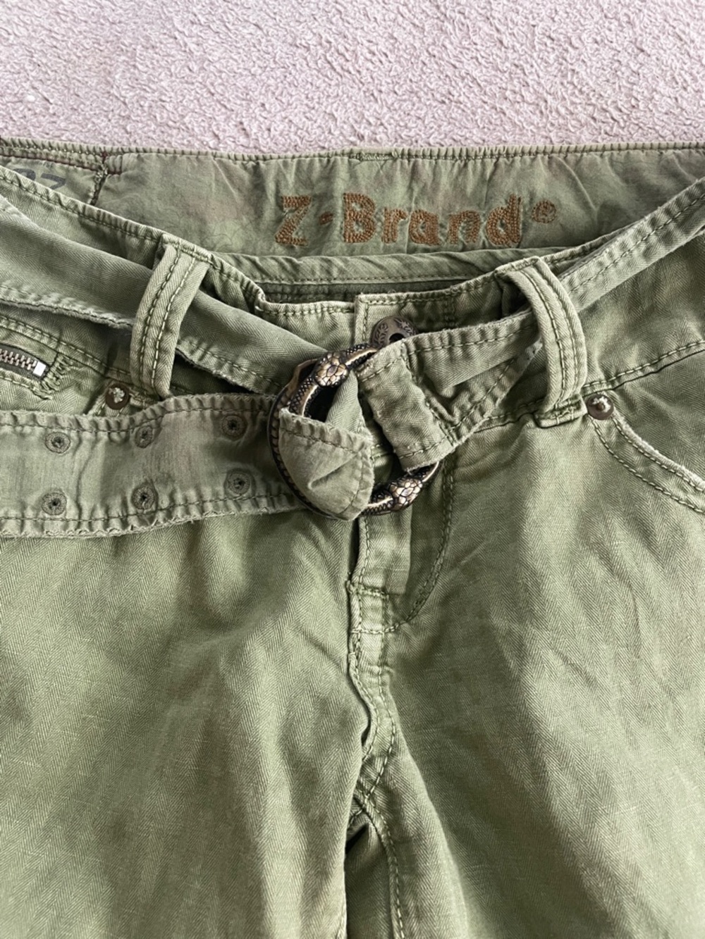 Z Brand Olive Green Cotton/Linen Shorts. EUC. 27